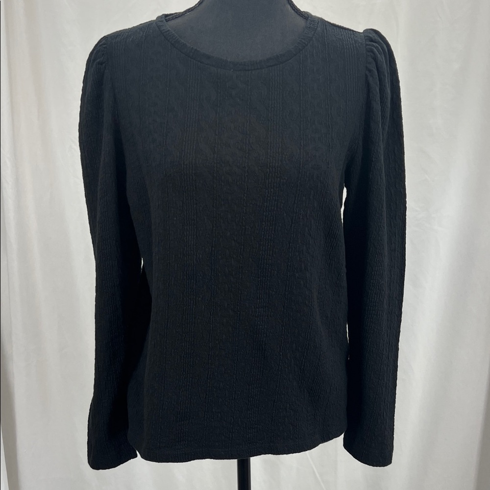 LOFT Black Textured Long Sleeve Top women’s M